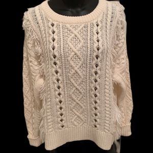 a.n.a. CREAM COLORED CABLE SWEATER XL
